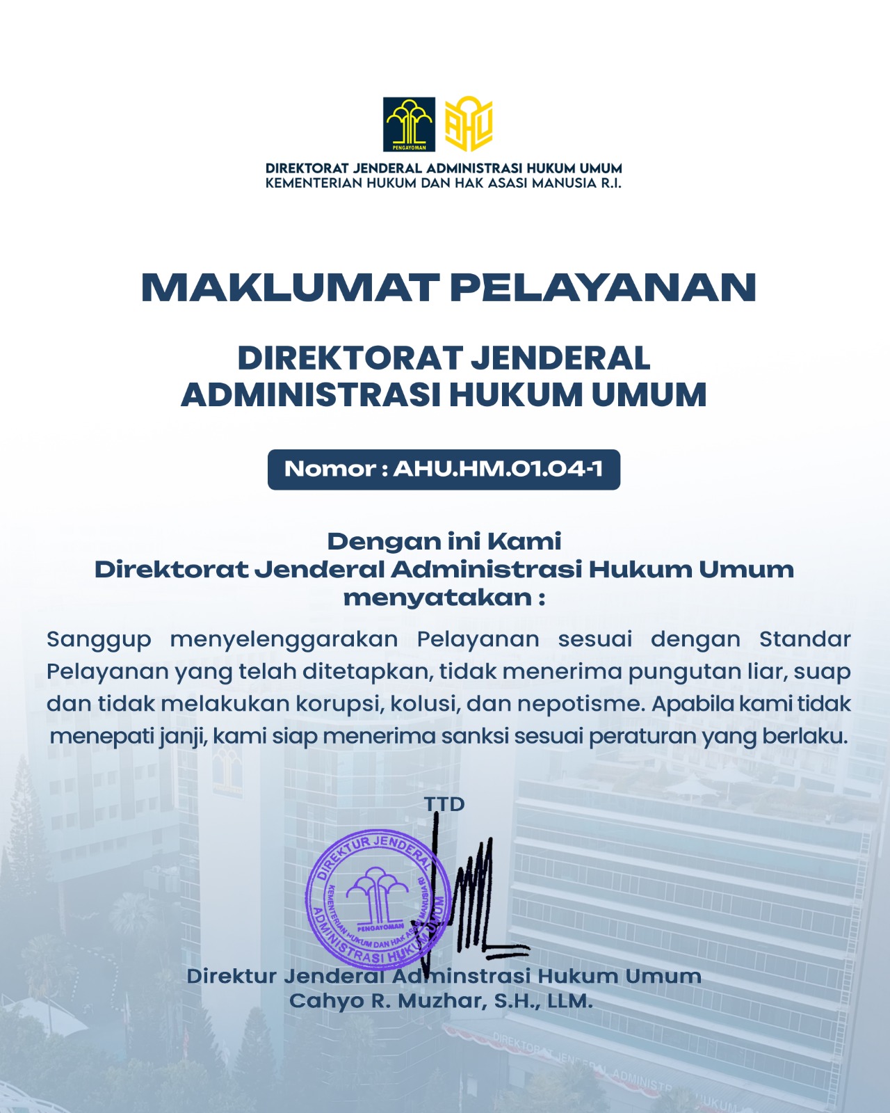 MAKLUMAT PELAYANAN DITJEN AHU